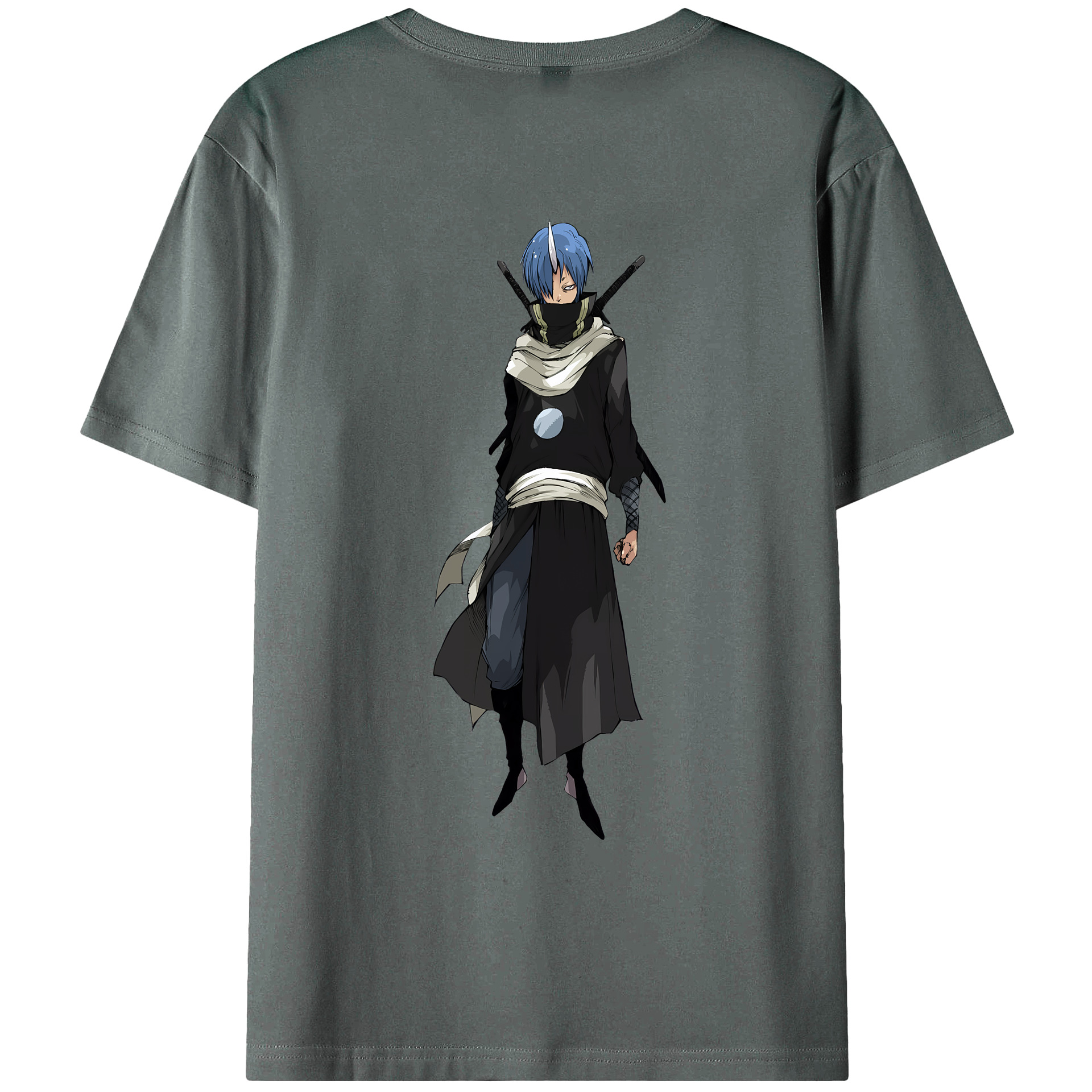 （画像用） 転スラ Regarding Reincarnated to Slime 綿100％ メンズ半袖Tシャツ（バックプリント） 通気性